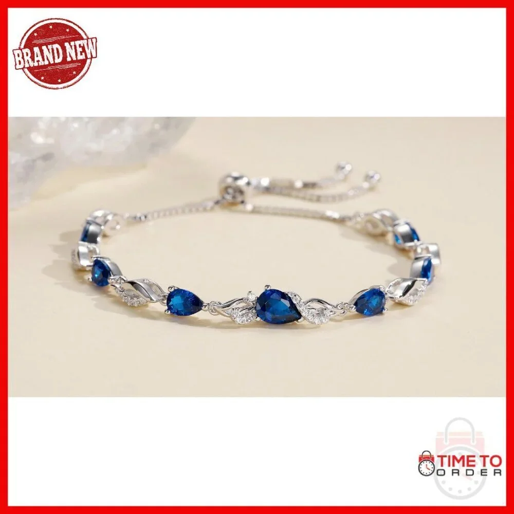 Sterling Silver Adjustable Tennis Bracelet with Teardrop Design